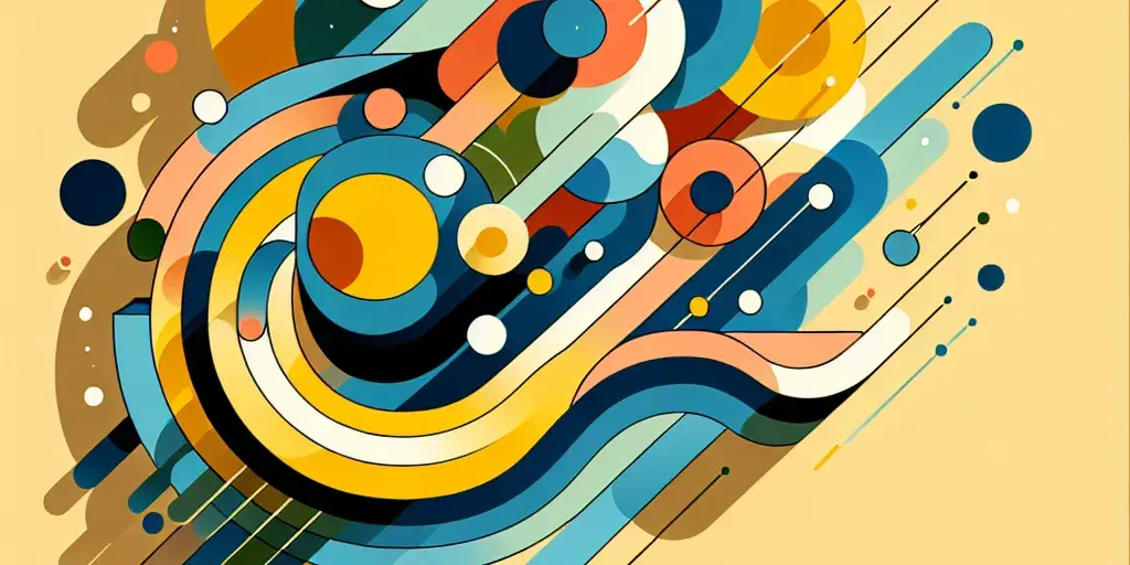 Stylized illustration with abstract shapes and bright colors symbolizing optimism, positivity, and hope.