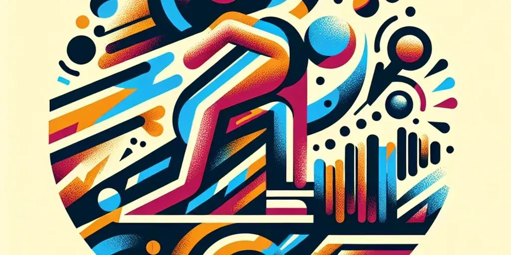 Stylized graphic illustration symbolizing motivational exercises with abstract representations and vibrant colors.