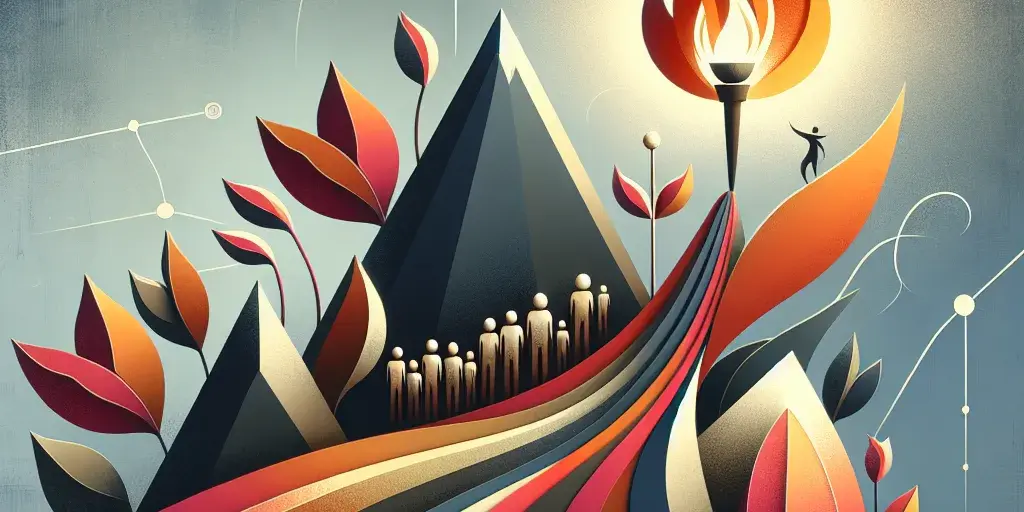 Symbolic image representing motivation with vibrant colors and unique shapes, conveying positive and empowering mood.