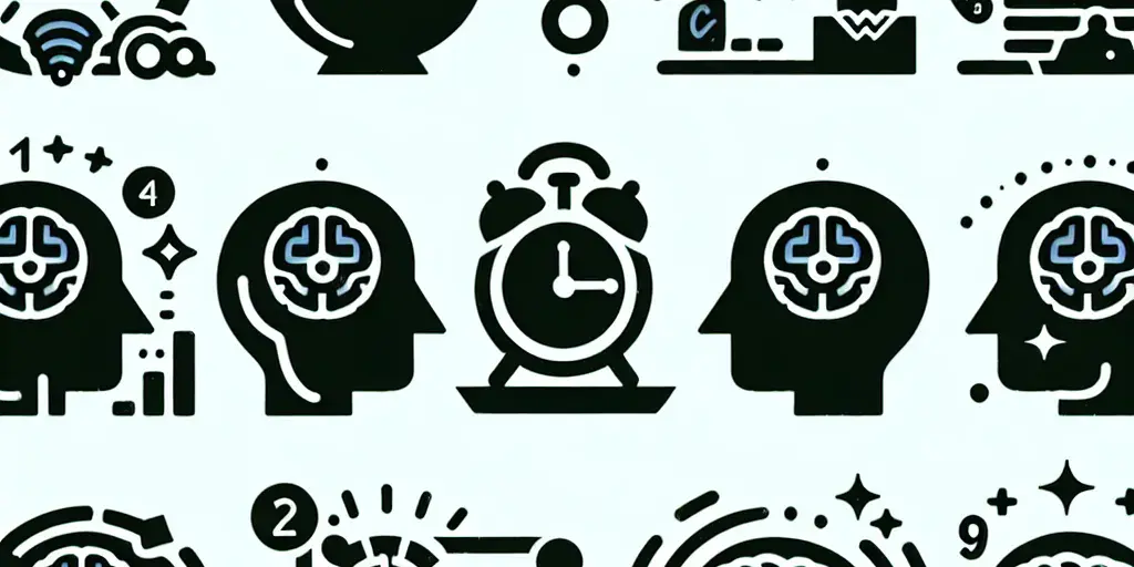 Image with 10 distinct icons representing ways to stop procrastinating.